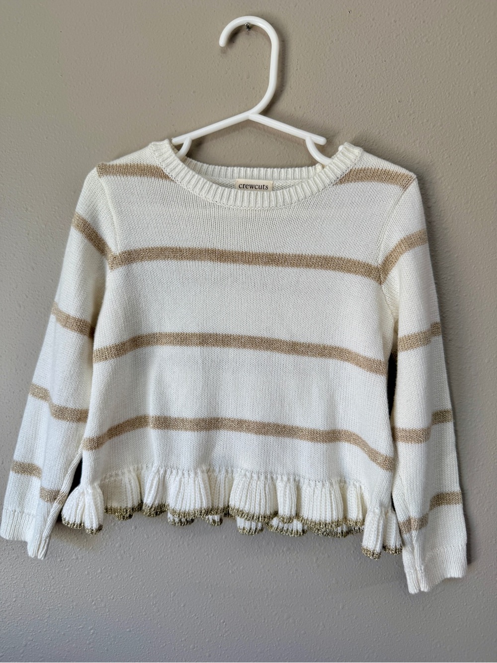 Crew cuts Cream & Gold Striped Knit Sweater
